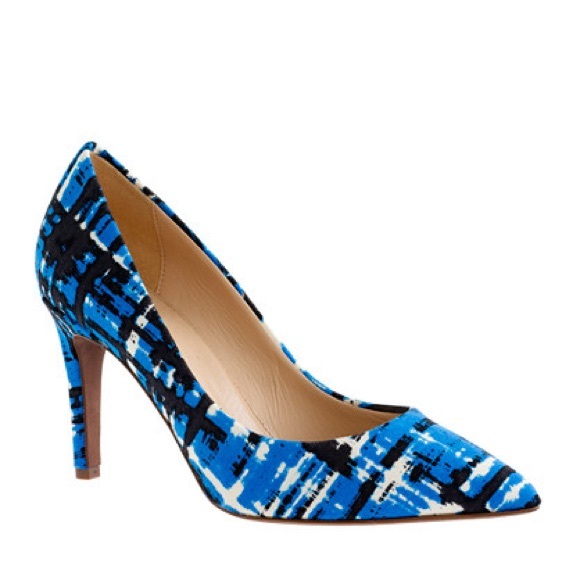 J. Crew Shoes - J. Crew Blue and Black Patterned Heels